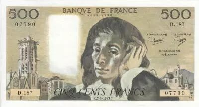 France 500 francs - Pascal - 02-06-1983 - S�rie D.187