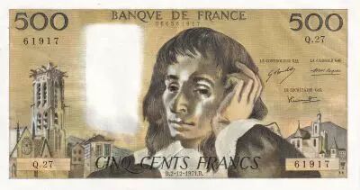 France 500 Francs - Pascal - 02-12-1971 - Serial Q.27 - F.71.07