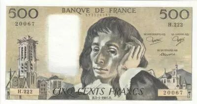 France 500 Francs - Pascal - 03-01-1985 - S�rie H.222