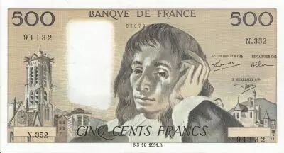 France 500 Francs - Pascal - 03-10-1991 - Serial N.352 - Faute