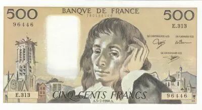 France 500 Francs - Pascal - 05-07-1990 - Serial E.313