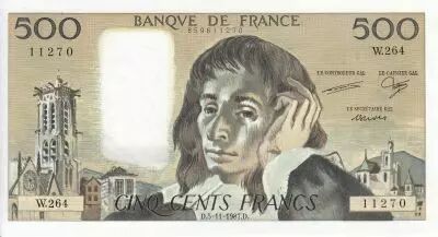 France 500 Francs - Pascal - 05-11-1987 - Serial W.264