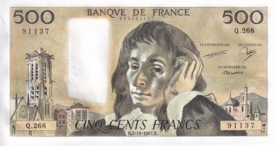 France 500 Francs - Pascal - 05-11-1987 - Srie Q.268 - F.71.37a