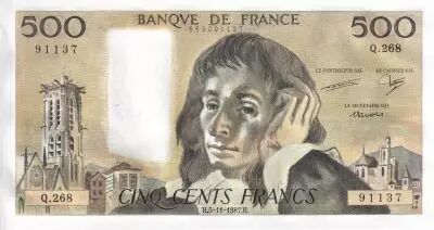 France 500 Francs - Pascal - 05-11-1987 - S�rie Q.268 - F.71.37a