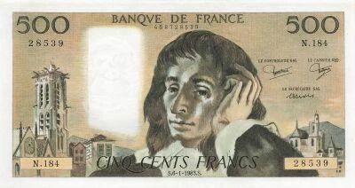 France 500 Francs - Pascal - 06-05-1983 - S�rie N.184