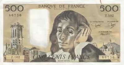 France 500 francs - Pascal - 07-06-1979 - S�rie Z.102