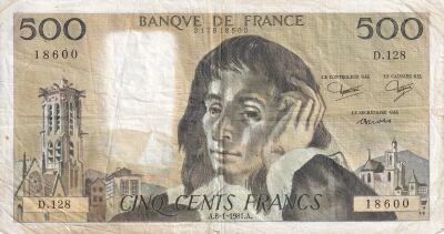 France 500 Francs - Pascal - 08-01-1981 - S�rie D.128