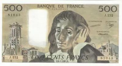 France 500 Francs - Pascal - 08-01-1987 - S�rie J.252