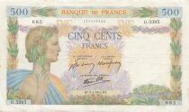 France 500 Francs - Pax with wreath - 09-04-1942 - Serial O.5395