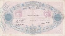 France 500 Francs - Pink and  blue - 03-04-1928 - Serial V.1112  - P.66