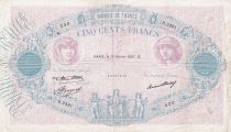 France 500 Francs - Pink and  blue - 11-02-1937 - Serial B.2491 - P.66