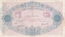 France 500 Francs - Pink and  blue - 12-01-1921 - Serial T.609 - P.66