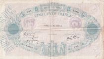 France 500 Francs - Pink and Blue - 05-05-1938 - Serial H.2854 - F.31.10