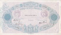 France 500 Francs - Pink and blue - 30-06-1938 - Serial K.3029  - P.66