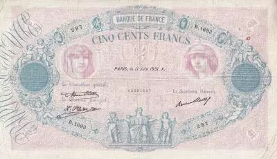 France 500 Francs - Rose et Bleu - 11-06-1931 - S�rie B.1693 - F.30.34