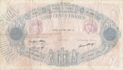 France 500 Francs - Rose et Bleu - 13-05-1937 - S�rie W.2581
