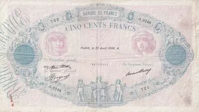 France 500 Francs - Rose et Bleu - 23-04-1936 - S�rie O.2248 - F.30.37