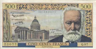 France 500 Francs - Victor Hugo - 06-02-1958 - Serial Q.87