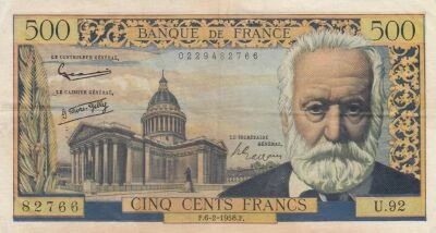 France 500 Francs - Victor Hugo - 06-02-1958 - Series U.92