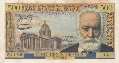 France 500 Francs - Victor Hugo - 07-01-1954 - Serial H.4