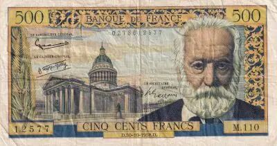 France 500 Francs - Victor Hugo - 30-10-1958 - Serial M.110 - P.133