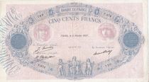 France 500 Francs Blue and Pink - 04-02-1927 - Serial T.974