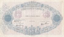 France 500 Francs Blue and pink - 09-11-1939 Serial J.3751