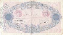 France 500 Francs Blue and Pink - 15-04-1937- Serial N.2556