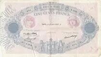 France 500 Francs Blue and Pink - 15-04-1937- Serial N.2556