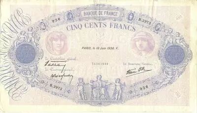 France 500 Francs Blue and pink - 16/06/1938 S�rie B2973