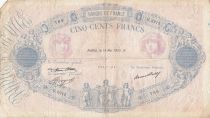 France 500 Francs Blue and Pink - 18-05-1933- Serial G.2212
