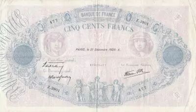 France 500 Francs Blue and pink - 21-12-1939 S�rie Z.3901