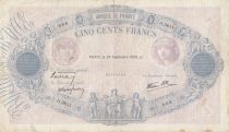 France 500 Francs Blue and pink - 28-09-1939 Serial O.3611