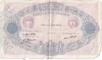 France 500 Francs Blue and Pink - 31-07-1930 - Serial U.1327