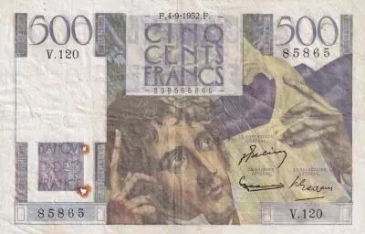 France 500 Francs Chateaubriand - 04-09-1952 Serial V.120
