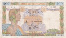 France 500 Francs La Paix - 02-01-1942 - Serial D.4225