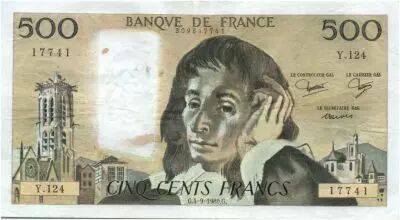 France 500 Francs Pascal - ann�es diverses 1981 � 1993