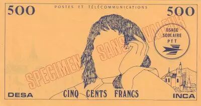 France 500 Francs Pascal - Desa Inca PTT - Post and telecom - No value