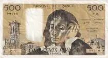 France 500 Francs Pascal - St Jacques Tower - 004-10-1973  - Serial  P.30- VF