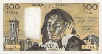 France 500 Francs Pascal - St Jacques Tower - 04-10-1973 - Serial O.32 - F to VF