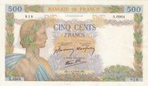 France 500 Francs Pax with wreath - 01-10-1942  Serial S.6964 - XF