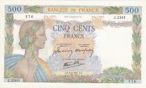 France 500 Francs Pax with wreath - 06-02-1941 Serial J.2303 - aUNC