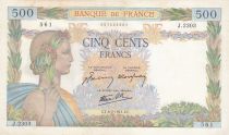 France 500 Francs Pax with wreath - 06-02-1941 Serial J.2303 - XF to AU