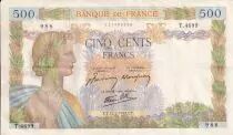 France 500 Francs Pax with wreath - 12-02-1942 Serial T.4699