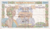 France 500 Francs Pax with wreath - 16-05-1940 - Serial  K.335