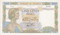France 500 Francs Pax with wreath - 26-09-1940 Serial H.928
