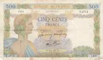 France 500 Francs Pax with wreath - 30-04-1941 - Serial Y.2713