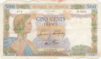 France 500 Francs Pax with wreath - 31-07-1941 - Serial W.3345