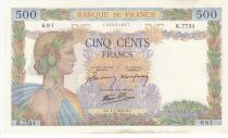 France 500 Francs Peace - 07-01-1943 - Serial K.7734 2nd
