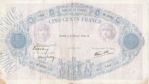 France 500 Francs Pink and Blue - 09-02-1939 Serial W.3220 - F to VF